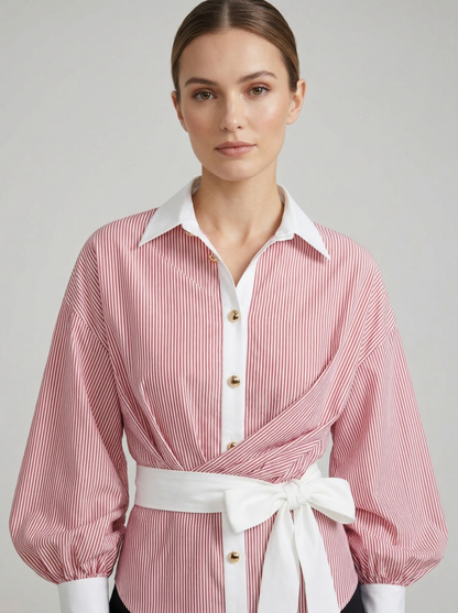 Ruœgy Chemise Rayée Ceinturée Femme