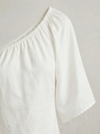 Ruœgy Robe Courte En Lin à Épaules Dénudées Femme