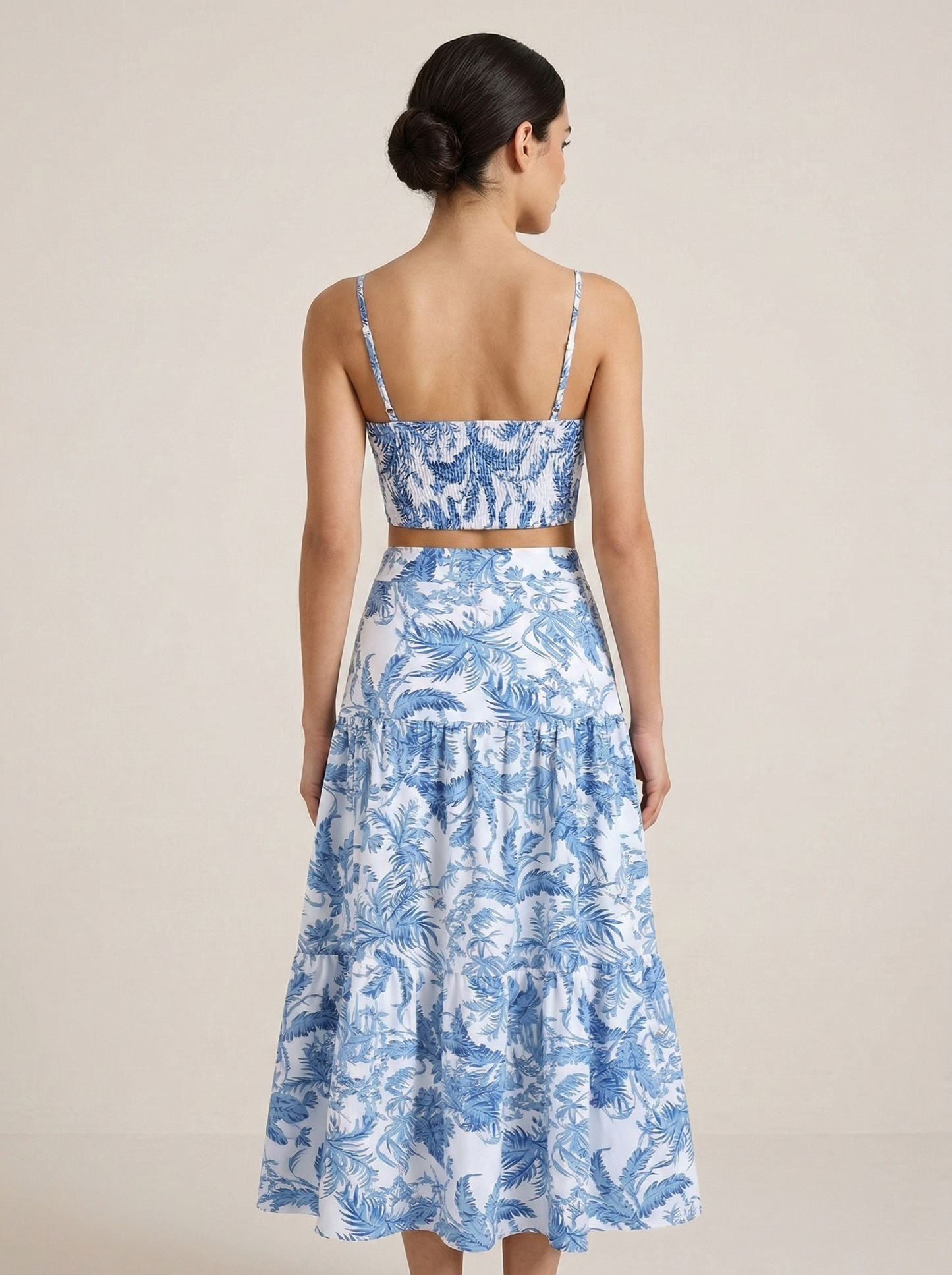 Ruœgy Ensemble Jupe Imprimée Bleue Femme
