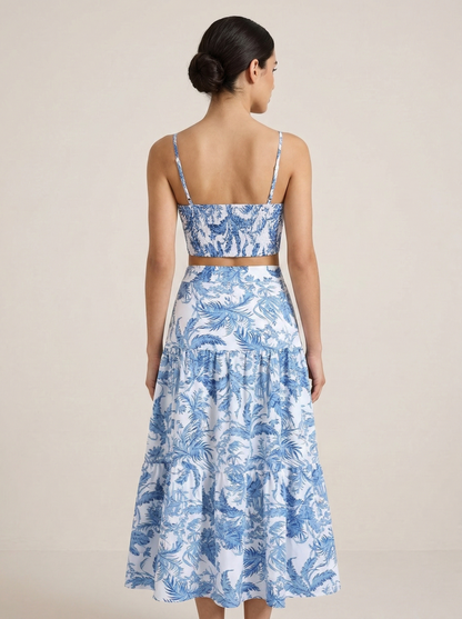 Ruœgy Ensemble Jupe Imprimée Bleue Femme