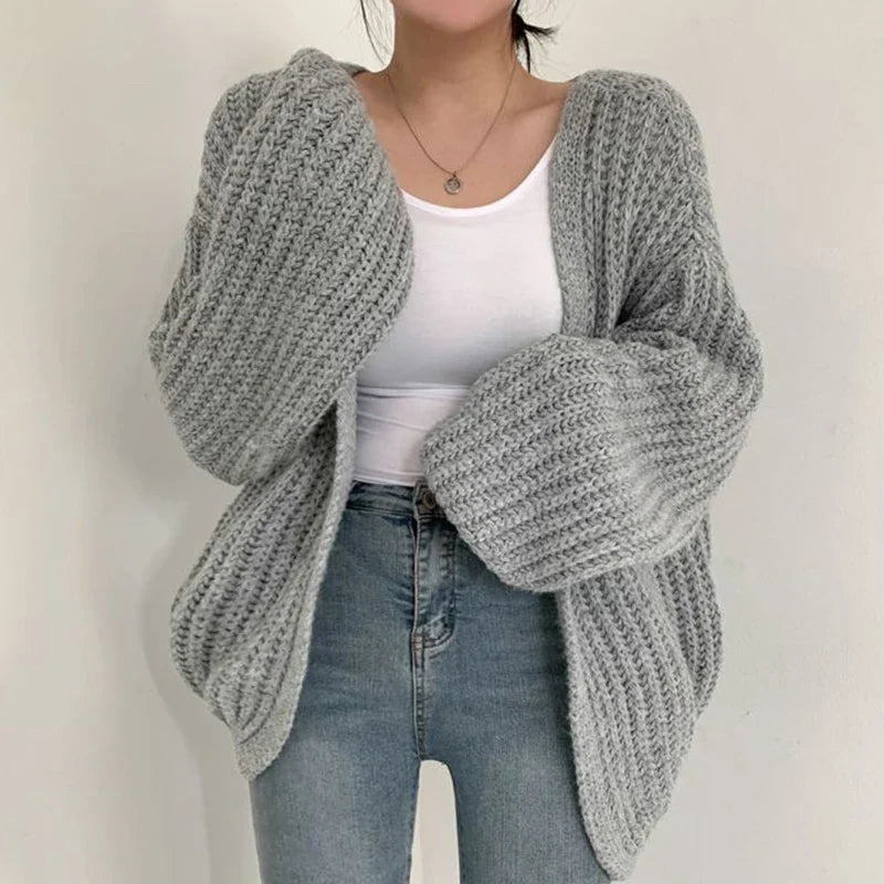Gilet Grosse Maille Oversize Femme