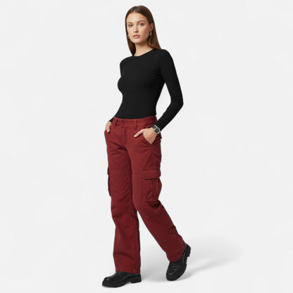 Ruœgy Pantalon Cargo Coupe Droite Femme