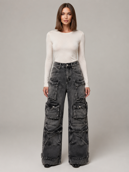 Jean Cargo Large Multipoches Femme