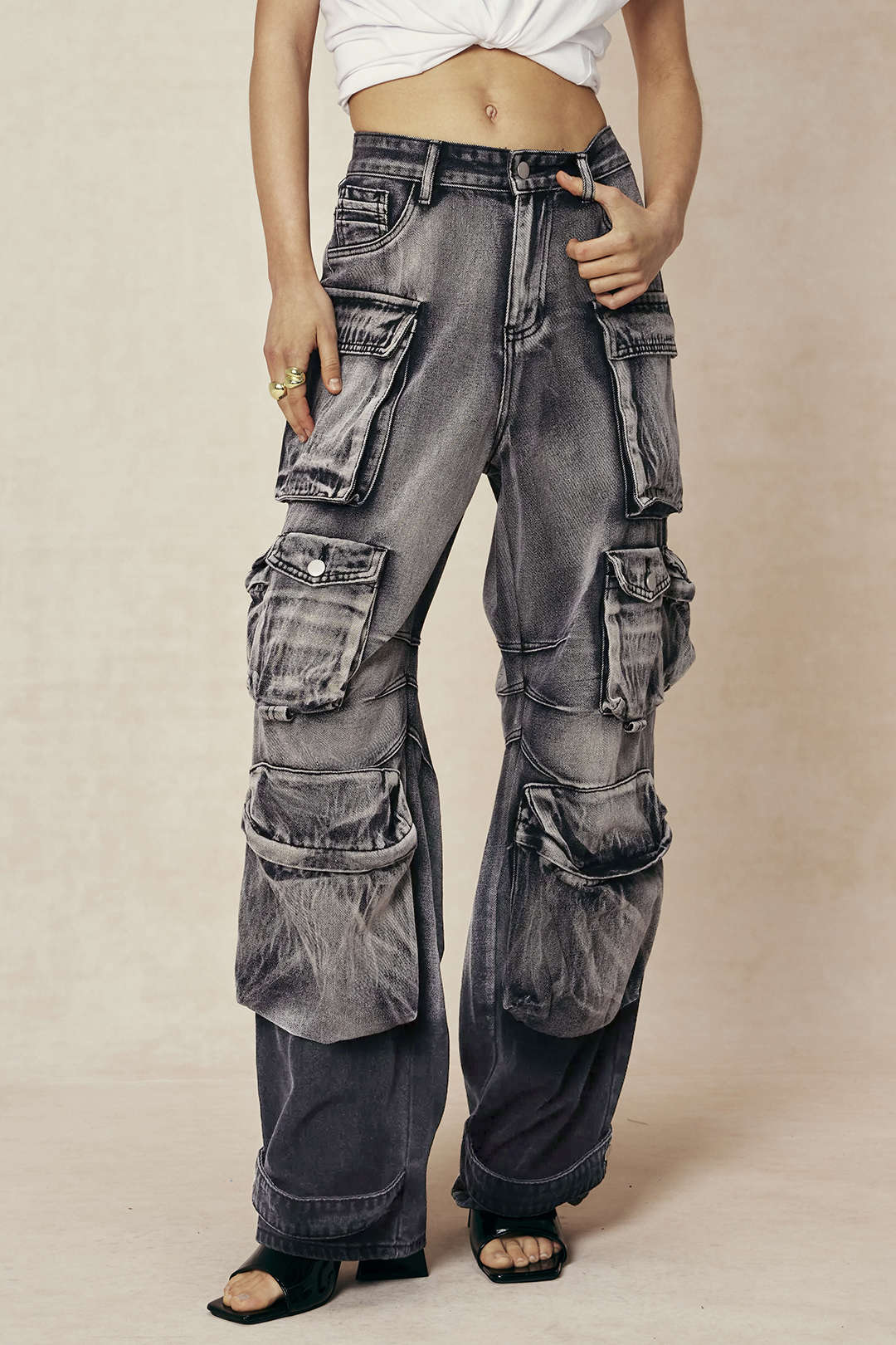 Jean Cargo Large Multipoches Femme