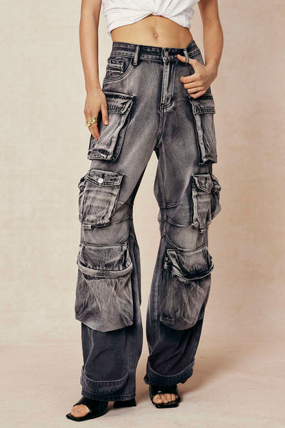 Jean Cargo Large Multipoches Femme