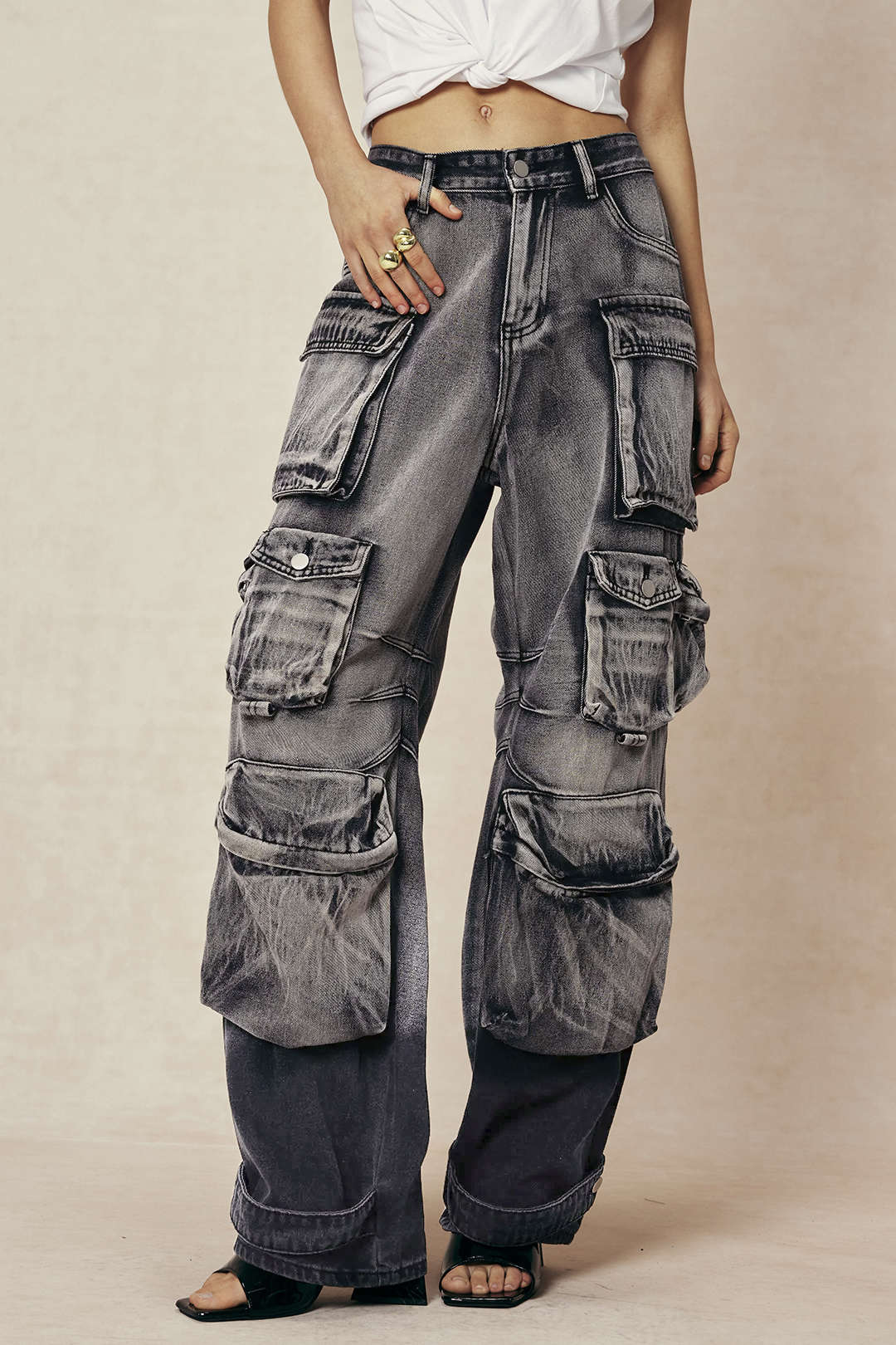 Jean Cargo Large Multipoches Femme