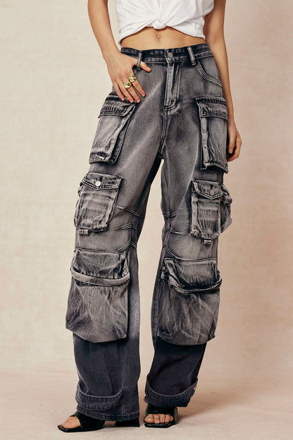 Jean Cargo Large Multipoches Femme