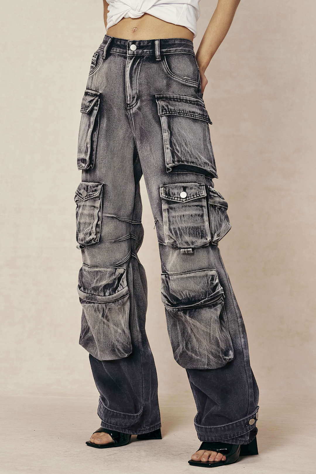 Jean Cargo Large Multipoches Femme