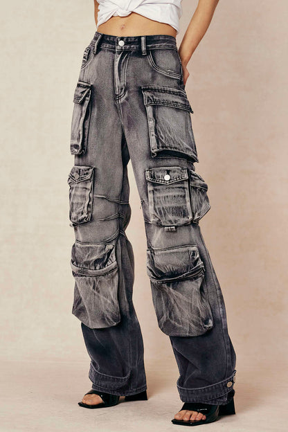 Jean Cargo Large Multipoches Femme