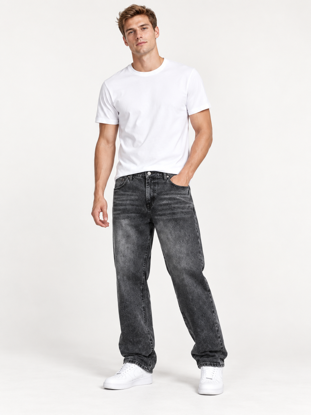 Jean Coupe Droite Délavée Homme