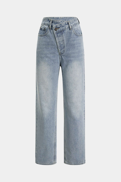 Jean Droit à Taille Asymétrique Femme