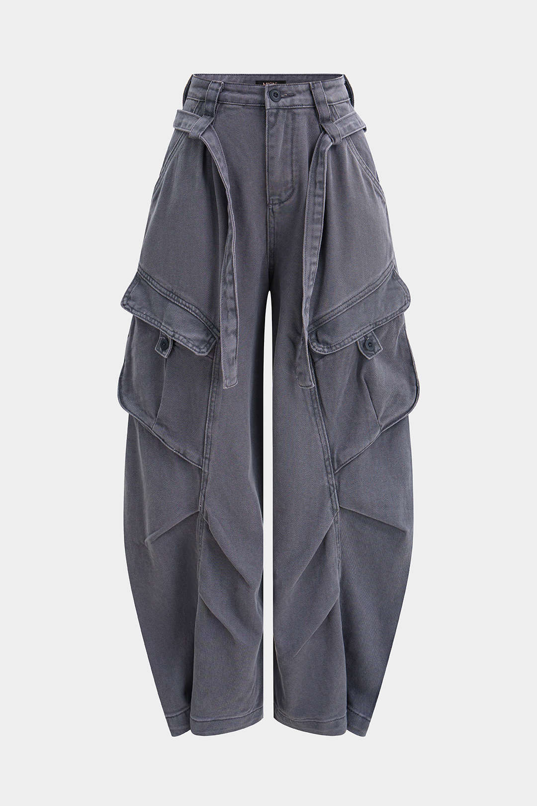 Jean Large Ceinturé à Poches Femme