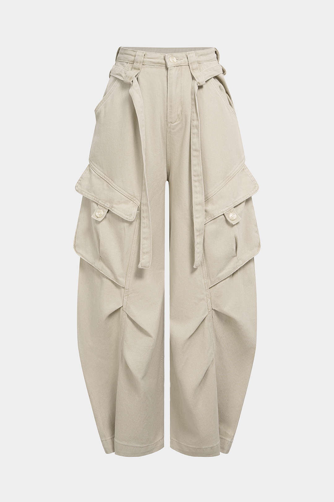 Jean Large Ceinturé à Poches Femme