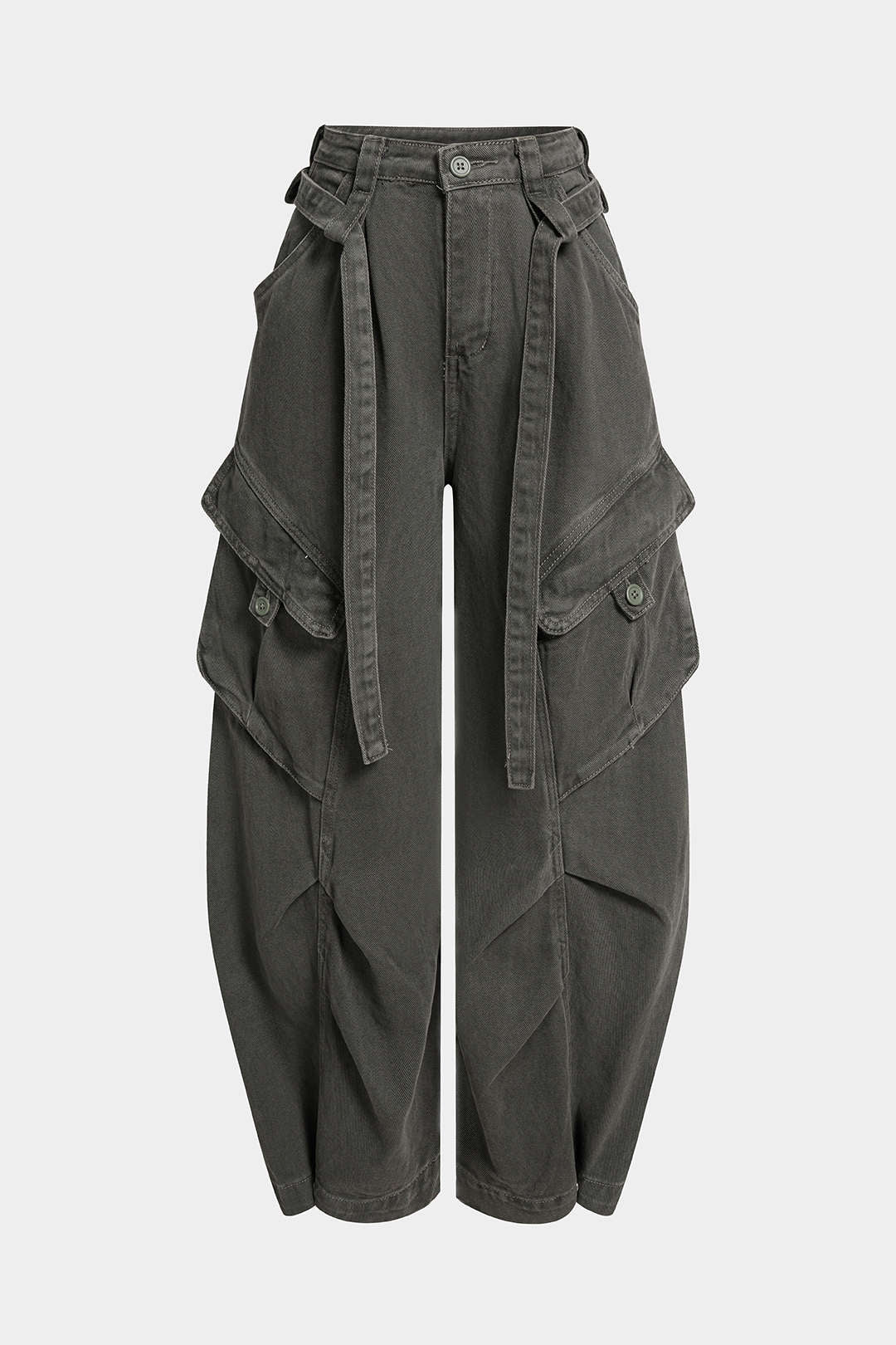Jean Large Ceinturé à Poches Femme