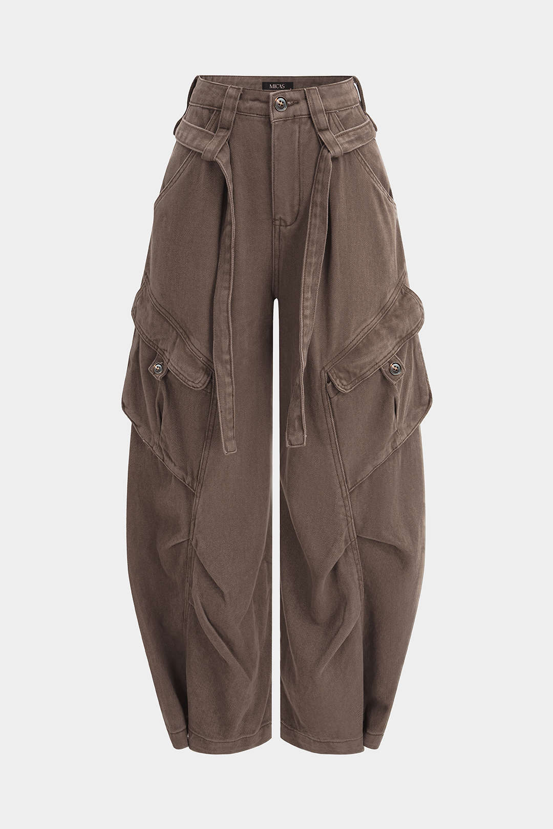 Jean Large Ceinturé à Poches Femme