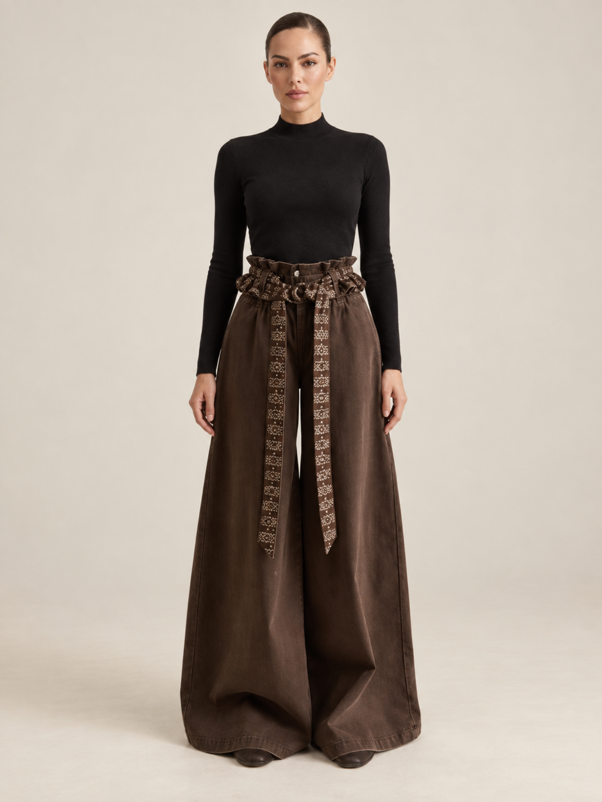 Jean Large Taille Haute Femme
