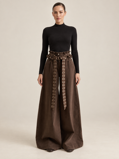 Jean Large Taille Haute Femme