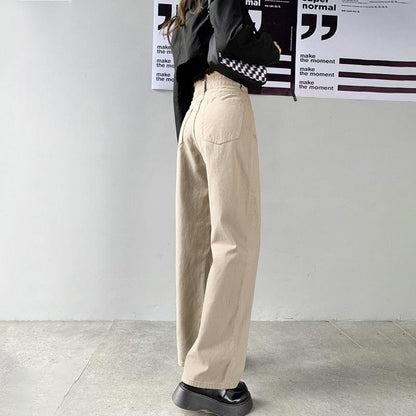 Jean Taille Haute Coupe Droite Écru Femme