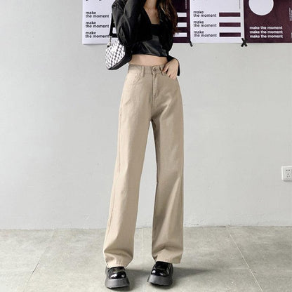 Jean Taille Haute Coupe Droite Écru Femme