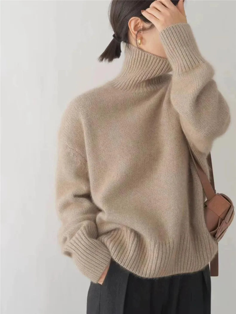 Ruœgy Pull Col Roulé Cachemire Femme