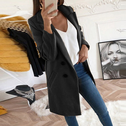 Manteau Boutonné Élégant Femme