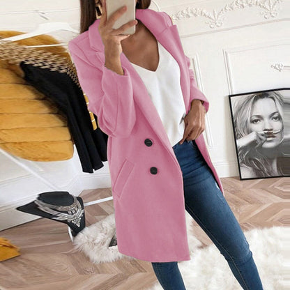 Manteau Boutonné Élégant Femme