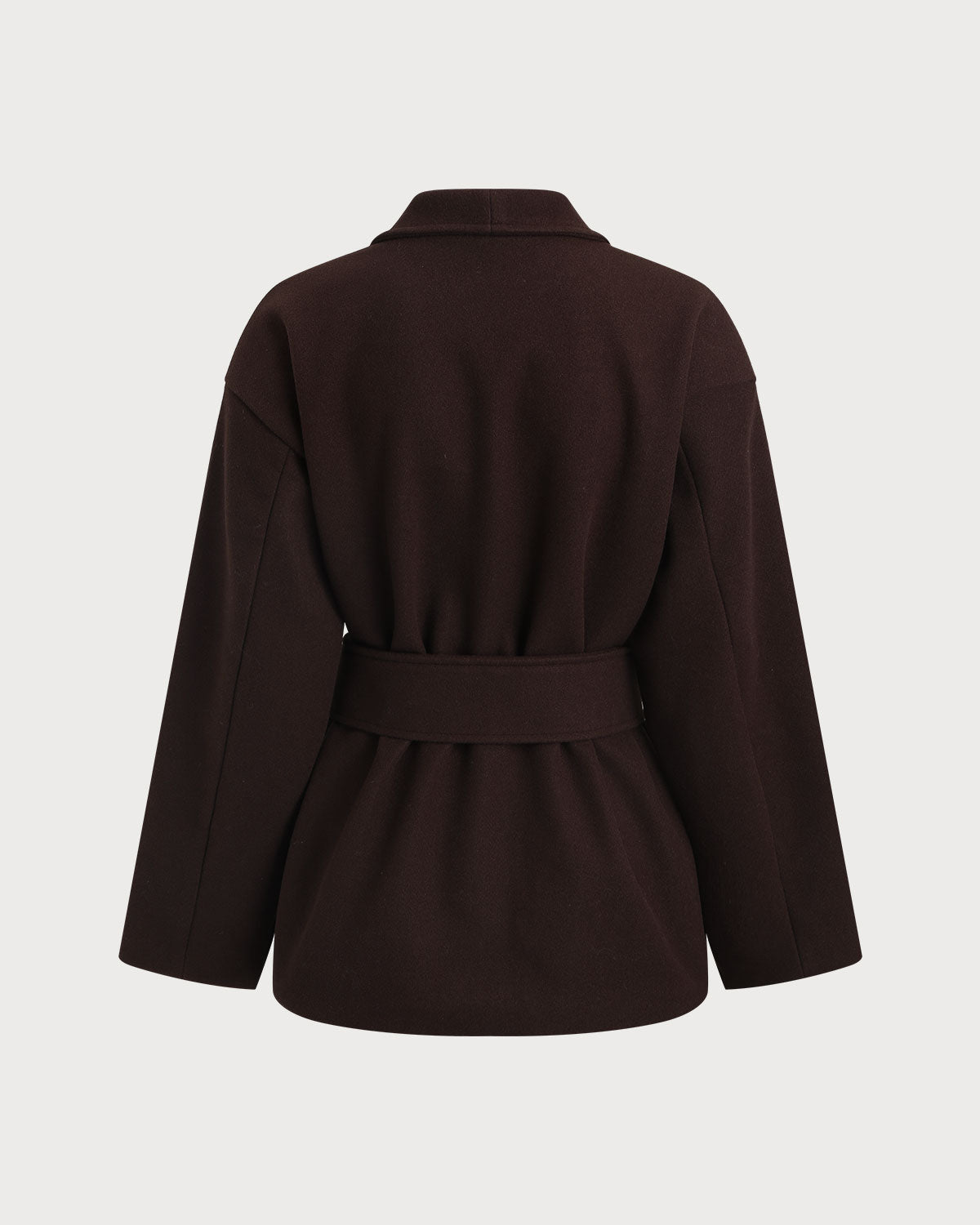 Manteau Long Marron Ceinturé à Col Châle Femme