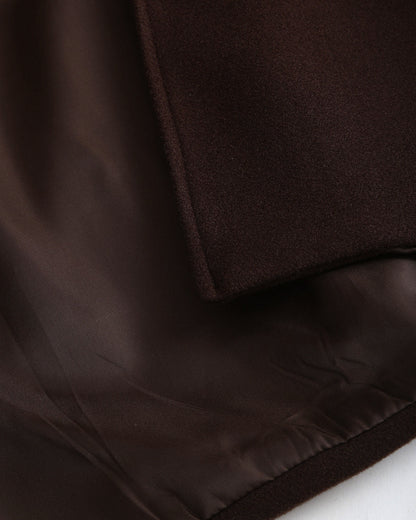 Manteau Long Marron Ceinturé à Col Châle Femme