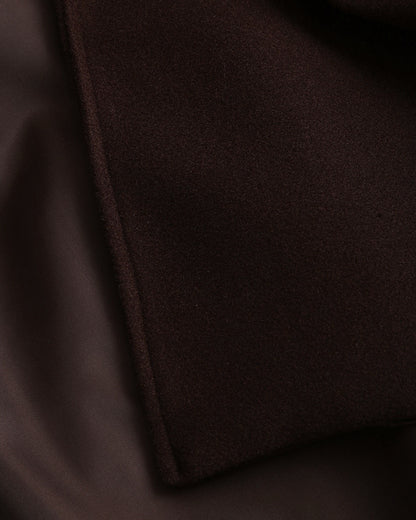 Manteau Long Marron Ceinturé à Col Châle Femme