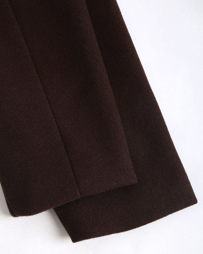 Manteau Long Marron Ceinturé à Col Châle Femme