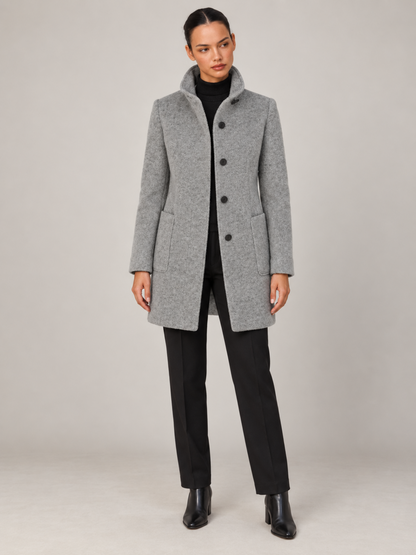 Manteau en Laine à Boutons Rétro Femme