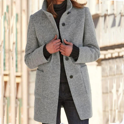 Manteau en Laine à Boutons Rétro Femme