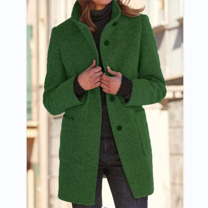 Manteau en Laine à Boutons Rétro Femme
