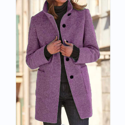 Manteau en Laine à Boutons Rétro Femme