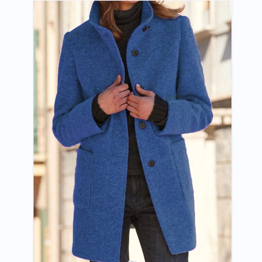 Manteau en Laine à Boutons Rétro Femme
