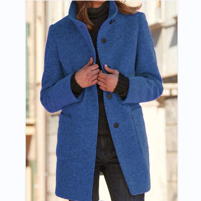 Manteau en Laine à Boutons Rétro Femme