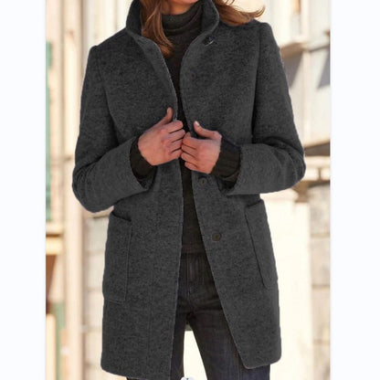 Manteau en Laine à Boutons Rétro Femme