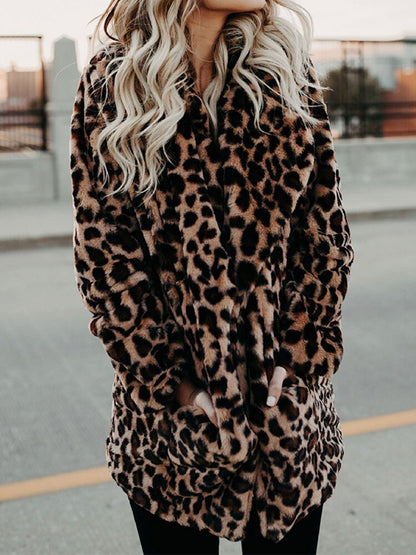 Manteau Léopard en Fausse Fourrure Femme