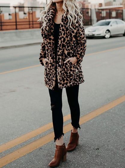 Manteau Léopard en Fausse Fourrure Femme