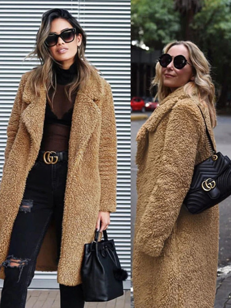 Manteau Long Teddy Chaud Femme
