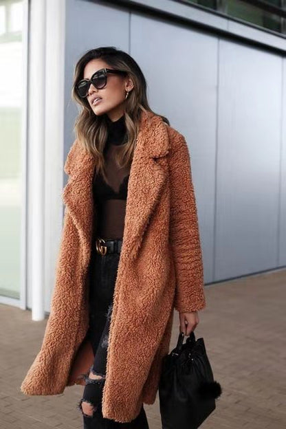 Manteau Long Teddy Chaud Femme
