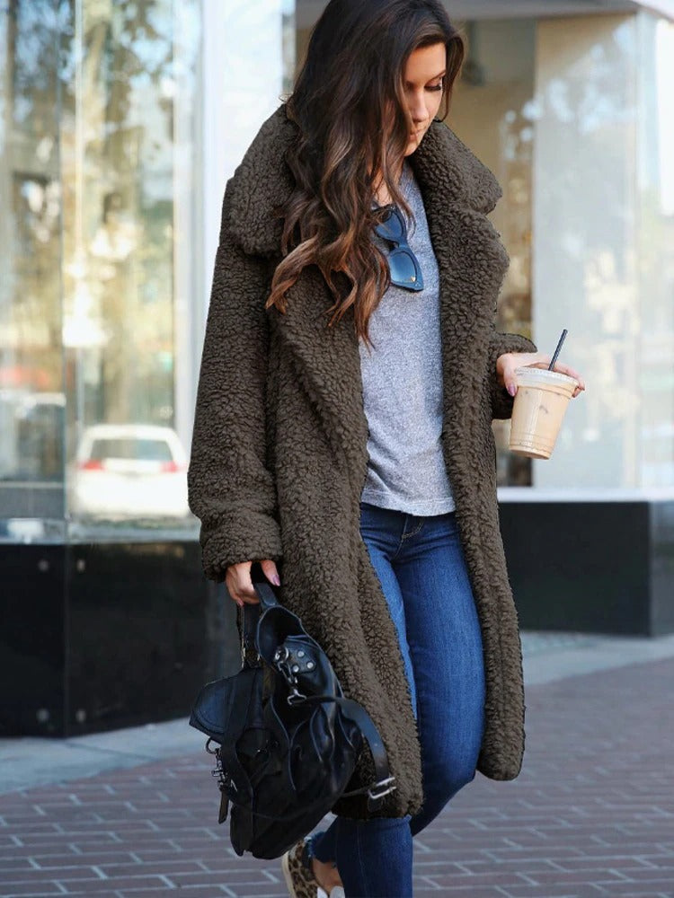 Manteau Long Teddy Chaud Femme
