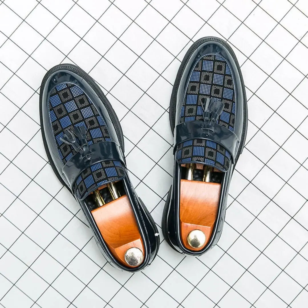 Mocassin à Pompons et Carreaux Homme