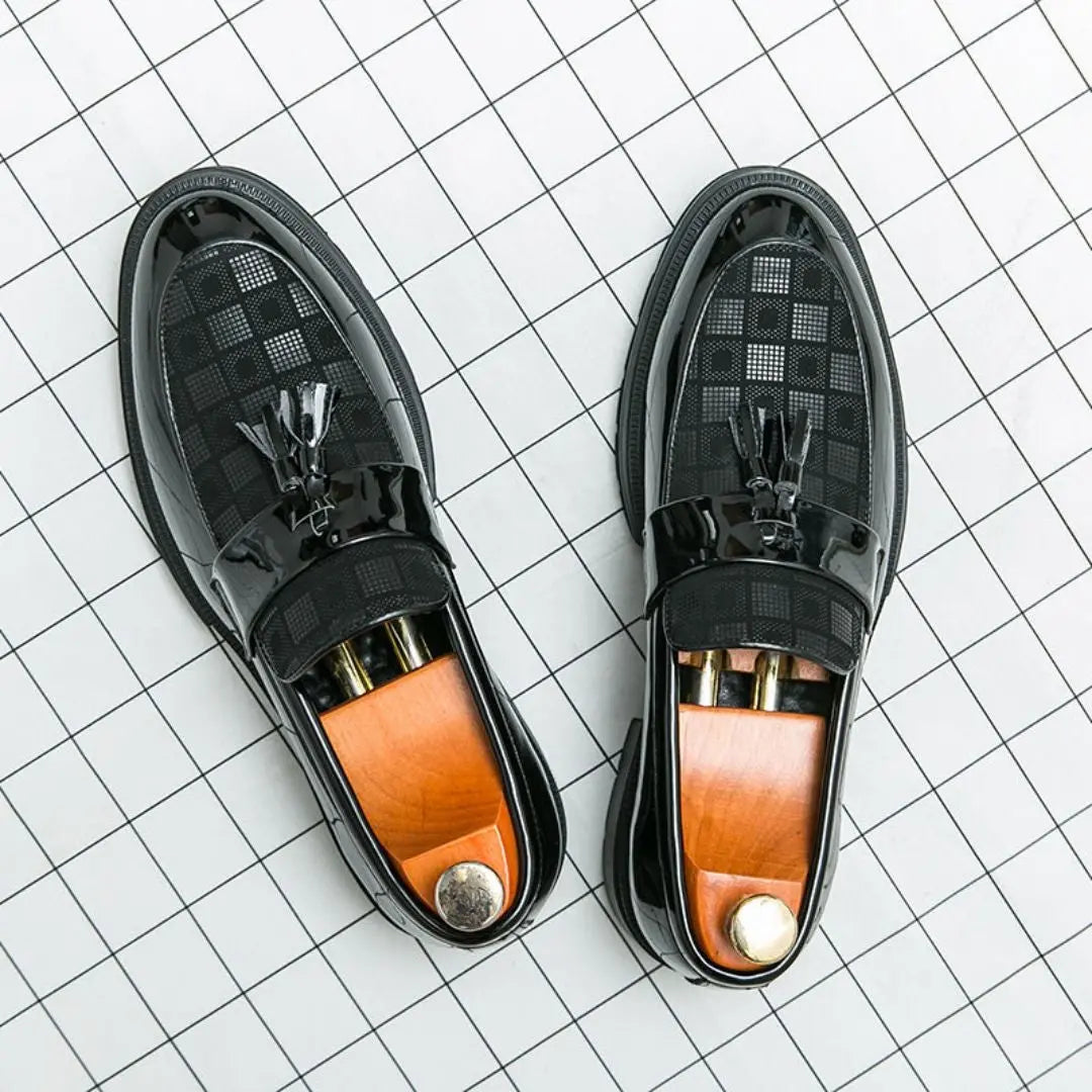 Mocassin à Pompons et Carreaux Homme