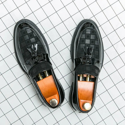 Mocassin à Pompons et Carreaux Homme