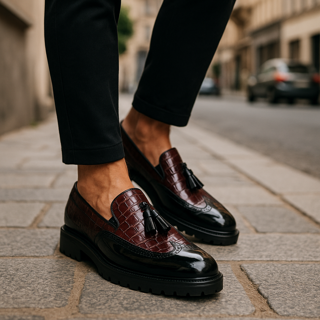 Mocassin Effet Croco Homme
