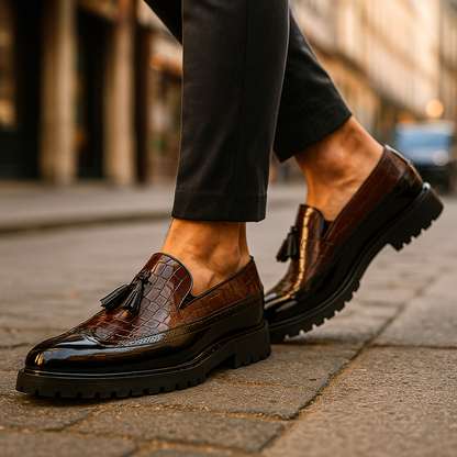 Mocassin Effet Croco Homme