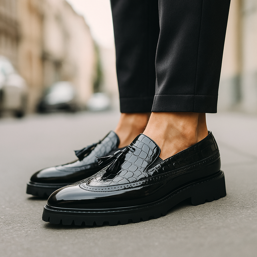 Mocassin Effet Croco Homme