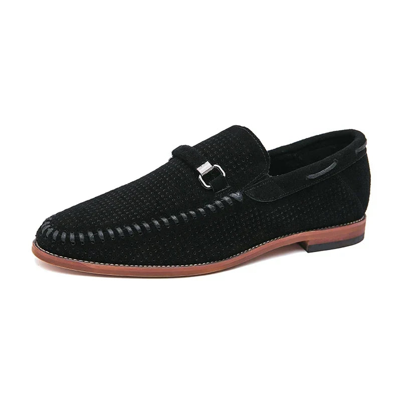 Mocassin Perforé en Suédine Homme