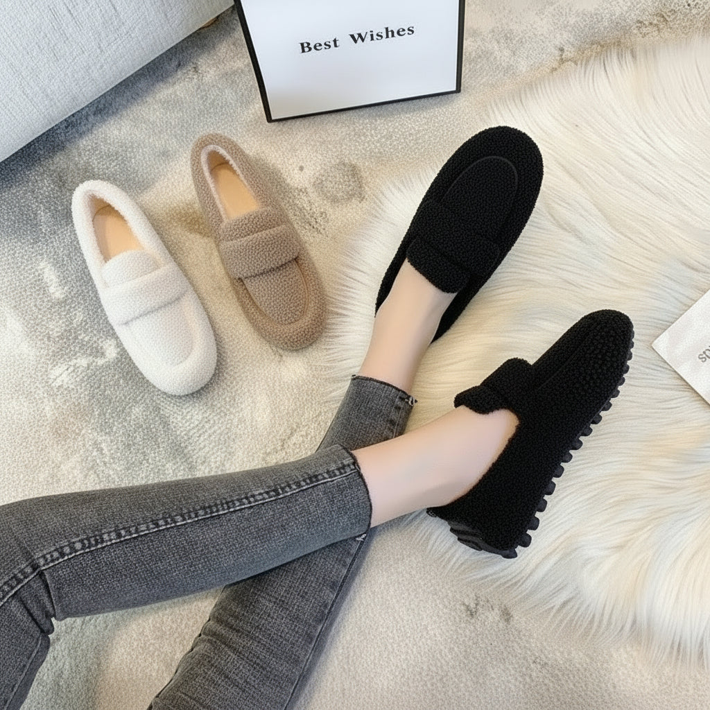 Mocassins Femme à Enfiler avec Semelle Antidérapante et Doublure Moelleuse